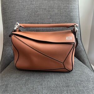 Loewe Tan Leather Small Puzzle Women's Bag